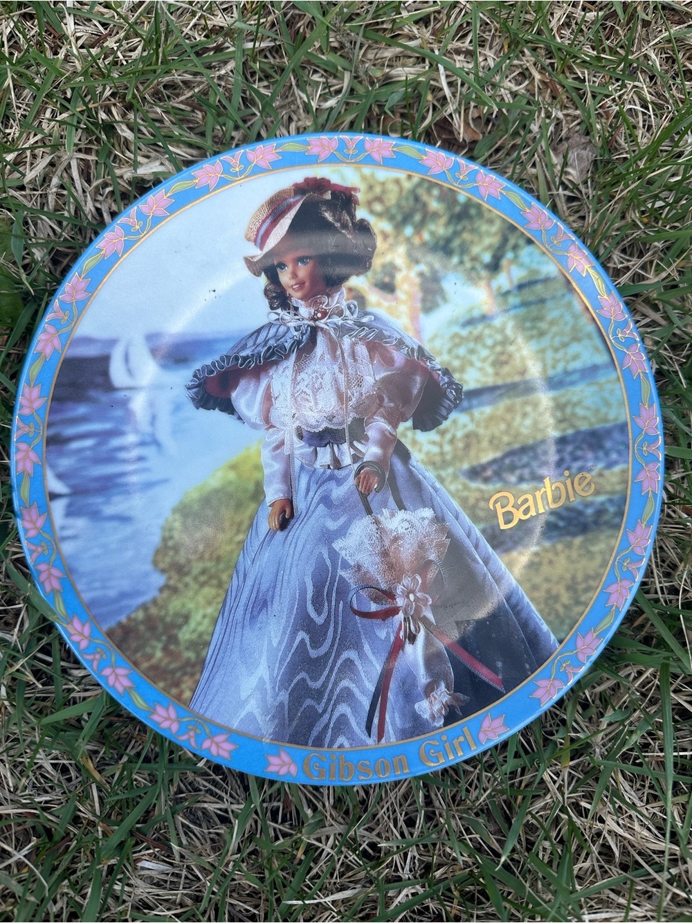 Barbie Gibson Girl Collector Plate- Blue and Pink Artwork